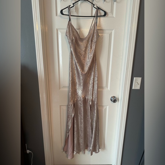 Double Split Hem Cowl Neck Maxi Slip Dress - Picture 3 of 5